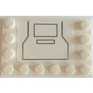 LEGO White Tile 4 x 6 with Studs on 3 Edges with Black Shape 7676 Sticker (6180)