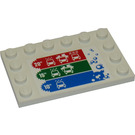 LEGO White Tile 4 x 6 with Studs on 3 Edges with Bubbles and Car Wash Price Table Sticker (6180)