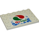 LEGO Weiß Fliese 4 x 6 mit Bolzen auf 3 Edges mit Bubbles und Octan Logo Aufkleber (6180)