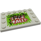 LEGO Weiß Fliese 4 x 6 mit Bolzen auf 3 Edges mit "Carnivore Free Fall!" Aufkleber (6180)