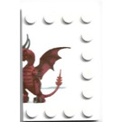 LEGO White Tile 4 x 6 with Studs on 3 Edges with Dragon Right (6180)
