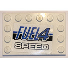 LEGO White Tile 4 x 6 with Studs on 3 Edges with "Fuel 4 Speed" Sticker (6180)