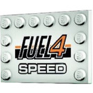 LEGO White Tile 4 x 6 with Studs on 3 Edges with 'FUEL4 SPEED' Sticker (6180)