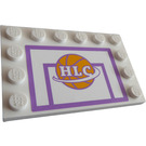 LEGO Wit Tegel 4 x 6 met Studs Aan 3 Edges met Hlc Basketball Sticker (6180)
