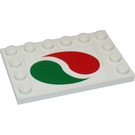 LEGO Weiß Fliese 4 x 6 mit Bolzen auf 3 Edges mit Octan Logo Aufkleber (6180)