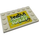 LEGO Wit Tegel 4 x 6 met Studs Aan 3 Edges met Rubber Duckies Sticker (6180)