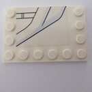 LEGO Weiß Fliese 4 x 6 mit Bolzen auf 3 Edges mit Silber und Schwarz Lines - Links Seite Aufkleber (6180)