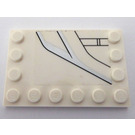 LEGO blanc Tuile 4 x 6 avec Goujons sur 3 Edges avec Argent et Noir Lines - Droite Côté Autocollant (6180)