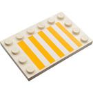 LEGO White Tile 4 x 6 with Studs on 3 Edges with Stripes Sticker (6180)