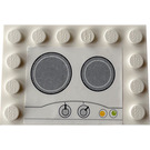 LEGO Wit Tegel 4 x 6 met Studs Aan 3 Edges met Studs Aan Edges Stove Top Sticker (6180)