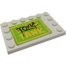 LEGO Weiß Fliese 4 x 6 mit Bolzen auf 3 Edges mit "Toxic Tank" Aufkleber (6180)