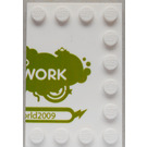 LEGO blanc Tuile 4 x 6 avec Goujons sur 3 Edges avec WORK et rld2009 (6180)