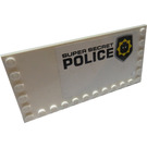 LEGO White Tile 6 x 12 with Studs on 3 Edges with Head Badge and 'Super Secret Police' Pattern Model Right Sticker (6178)