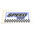 LEGO White Tile 6 x 12 with Studs on 3 Edges with SPEED SHOP Sticker (6178)