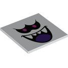 LEGO White Tile 6 x 6 with King Boo Face with Dark Purple Tongue with Bottom Tubes (10202 / 94377)