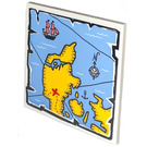 LEGO Wit Tegel 6 x 6 met Pirate's Treasure Map (Map of Denmark) Sticker met buizen aan de onderzijde (10202)