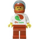 LEGO White Torso Octan Logo, Red Legs, Red Helmet, Trans-Light Blue Visor Minifigure