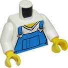 LEGO Hvit Overkropp med Blå Bib Kjeledress over V-neck Skjorte (76382 / 88585)