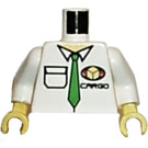 LEGO Bianco Busto con Cargo logo e Verde Tie (973 / 73403)