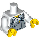 LEGO Wit Torso met Grey Bib Overalls en Plaid Shirt (76382 / 88585)