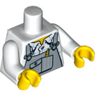 LEGO Weiß Torso mit Grey Bib Overalls und Plaid Hemd (76382 / 88585)