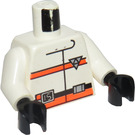 LEGO White Torso with Orange Stripes, 15 on Belt and Res-Q Logo on Back (973 / 73403)