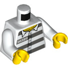 LEGO Weiß Torso mit Prison Streifen und Number 50380 mit 6 Knöpfen (973 / 76382)