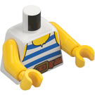 LEGO Vit Kropp med Sleeveless Skjorta med Blå Ränder (973 / 76382)