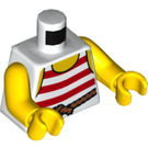 LEGO White Torso with Sleeveless Striped Shirt and Rope Belt (76382)