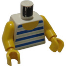 LEGO Wit Torso met Dik Blauw en Dun Medium Green Strepen met Geel Armen en Geel Handen (973)