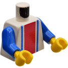 LEGO White Torso with Vertical Red and Blue Stripes and Blue Arms (973)