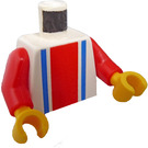LEGO White Torso with Vertical Red and Blue Stripes and Red Arms (973)