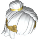 LEGO Wit Slordig Halflang haar met Top Knot Bun met Parelmoer goud Hoofdband (25750)