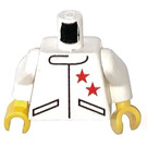 LEGO White Town Torso with 2 Red Stars and Black Pockets (973)