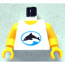 LEGO White Town Torso with Black Dolphin in Blue Oval with Yellow Arms and Yellow Hands