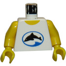 LEGO White Town Torso with Black Dolphin in Blue Oval with Yellow Arms and Yellow Hands (973)