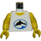 LEGO White Town Torso with Black Dolphin in Blue Oval with Yellow Arms and Yellow Hands (973 / 73403)