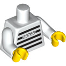 LEGO White Town Torso with Black Stripes and "23768" (88585)