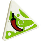 LEGO White Triangular Sign with Chili Pepper Sticker with Open O Clip (65676)