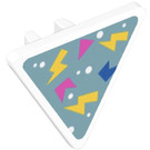 LEGO blanc Triangulaire Sign avec Confetti Autocollant avec Clip ouvert en 'o' (65676)