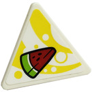 LEGO blanc Triangulaire Sign avec Melon Autocollant avec Clip ouvert en 'o' (65676)