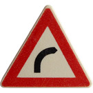 LEGO blanc Triangulaire Sign avec Droite Turn Sign avec clip fendu (30259)