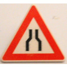 LEGO White Triangular Sign with Road Narrows sign with Split Clip (30259)