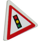 LEGO White Triangular Sign with Traffic Light Sticker with Split Clip (30259)