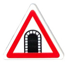 LEGO Weiß Dreieckig Sign mit Tunnel Sign Aufkleber mit offenem O-Clip (65676)