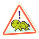 LEGO White Triangular Sign with Turtle Sticker with Split Clip (30259)