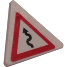 LEGO White Triangular Sign with Wavy Arrow Sticker with Split Clip (30259)