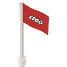 LEGO blanc Ondulé Drapeau sur Ridged Flagpole avec Lego logo (777)