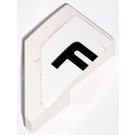 LEGO White Wedge 1 x 2 Right with 'F' (left part of 'pd') Sticker (29119)