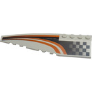 LEGO White Wedge 12 x 3 x 1 Double Rounded Left with Orange Stripes, Black and White Checkered (42061 / 43393)